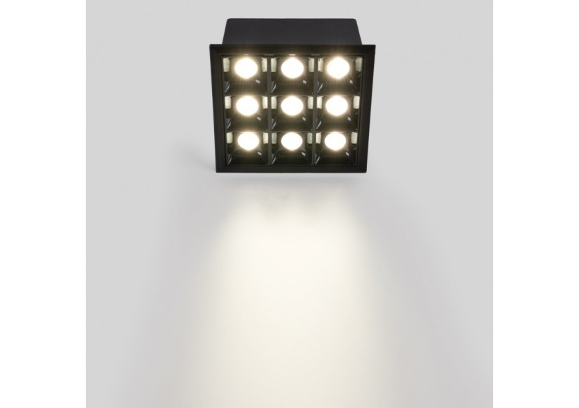 Spot LED encastrable carré 18W-9 lumières-UGR18-IRC90-Puce OSRAM-Noir - B1217-18W-N-BN - Barcelona LED