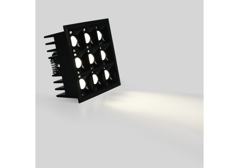 Spot LED encastrable carré 18W-9 lumières-UGR18-IRC90-Puce OSRAM-Noir - B1217-18W-N-BN - Barcelona LED