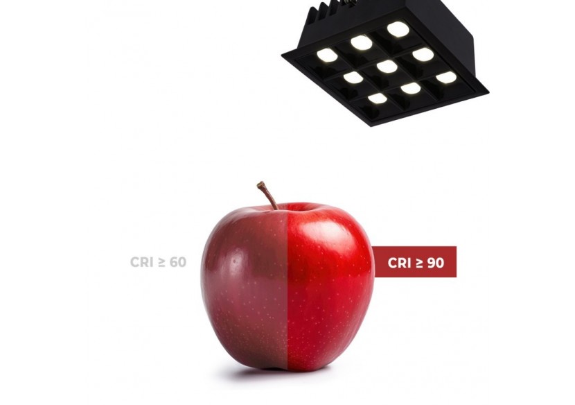 Spot LED encastrable carré 18W-9 lumières-UGR18-IRC90-Puce OSRAM-Noir - B1217-18W-N-BN - Barcelona LED