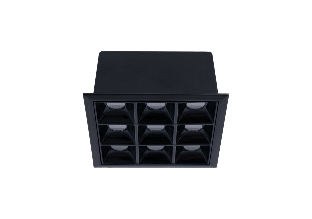 Spot LED encastrable carré 18W-9 lumières-UGR18-IRC90-Puce OSRAM-Noir - B1217-18W-N-BN - Barcelona LED