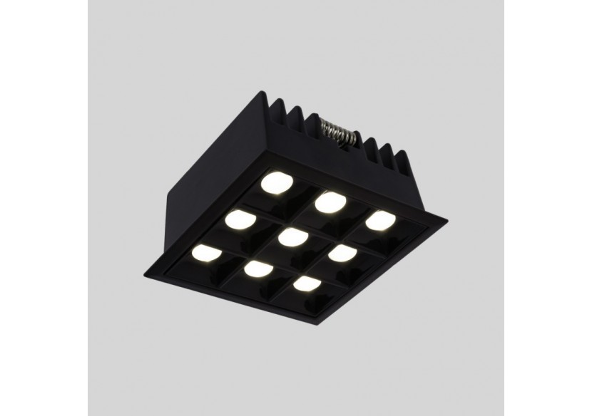 Spot LED encastrable carré 18W-9 lumières-UGR18-IRC90-Puce OSRAM-Noir - B1217-18W-N-BN - Barcelona LED