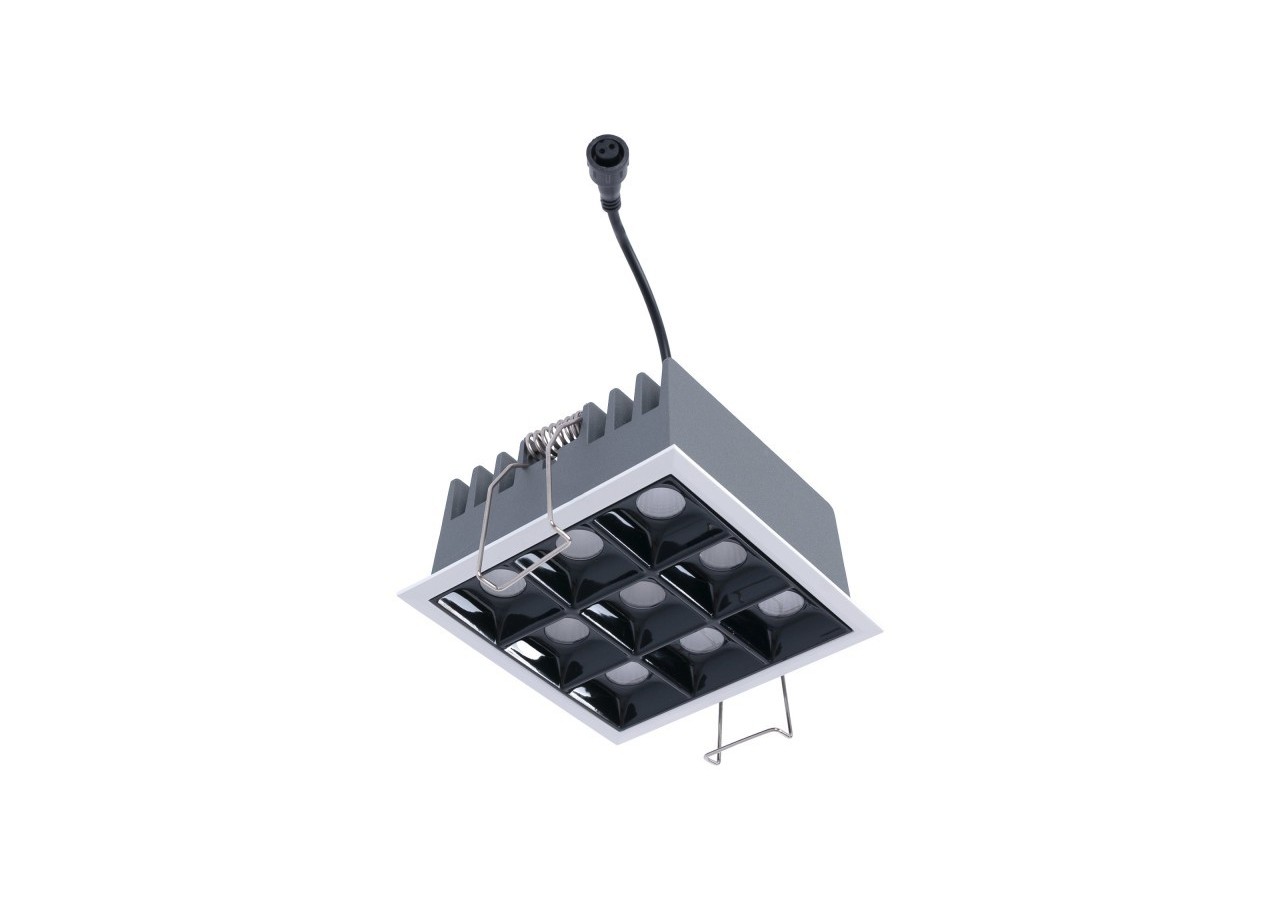 Spot LED encastrable carré 18W-9 lumières-UGR18-IRC90-Puce OSRAM-Blanc - B1217-18W-B-BN - Barcelona LED