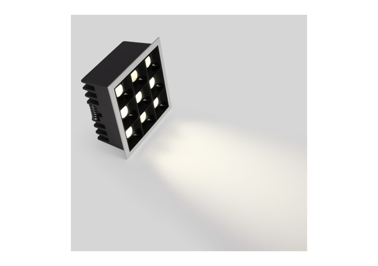 Spot LED encastrable carré 18W-9 lumières-UGR18-IRC90-Puce OSRAM-Blanc - B1217-18W-B-BN - Barcelona LED