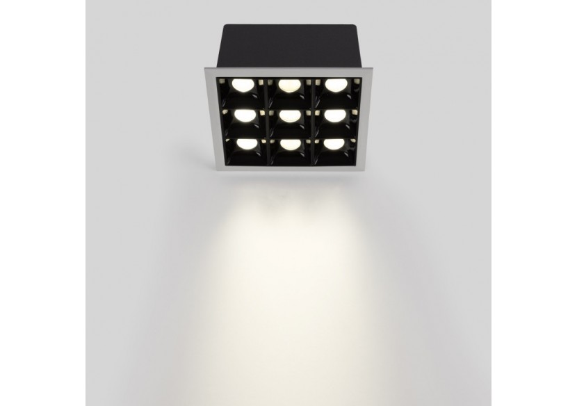 Spot LED encastrable carré 18W-9 lumières-UGR18-IRC90-Puce OSRAM-Blanc - B1217-18W-B-BN - Barcelona LED