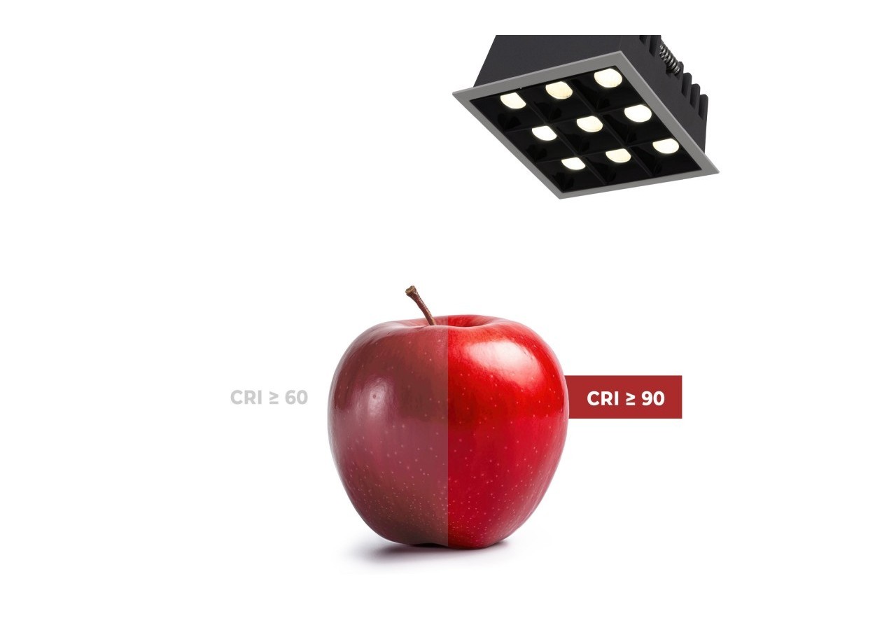 Spot LED encastrable carré 18W-9 lumières-UGR18-IRC90-Puce OSRAM-Blanc - B1217-18W-B-BN - Barcelona LED