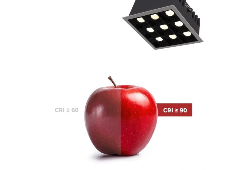 Spot LED encastrable carré 18W-9 lumières-UGR18-IRC90-Puce OSRAM-Blanc - B1217-18W-B-BN - Barcelona LED