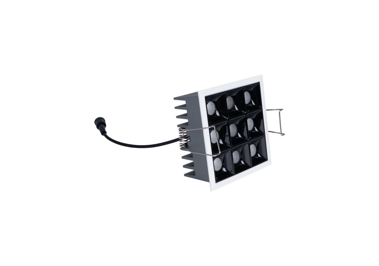 Spot LED encastrable carré 18W-9 lumières-UGR18-IRC90-Puce OSRAM-Blanc - B1217-18W-B-BN - Barcelona LED