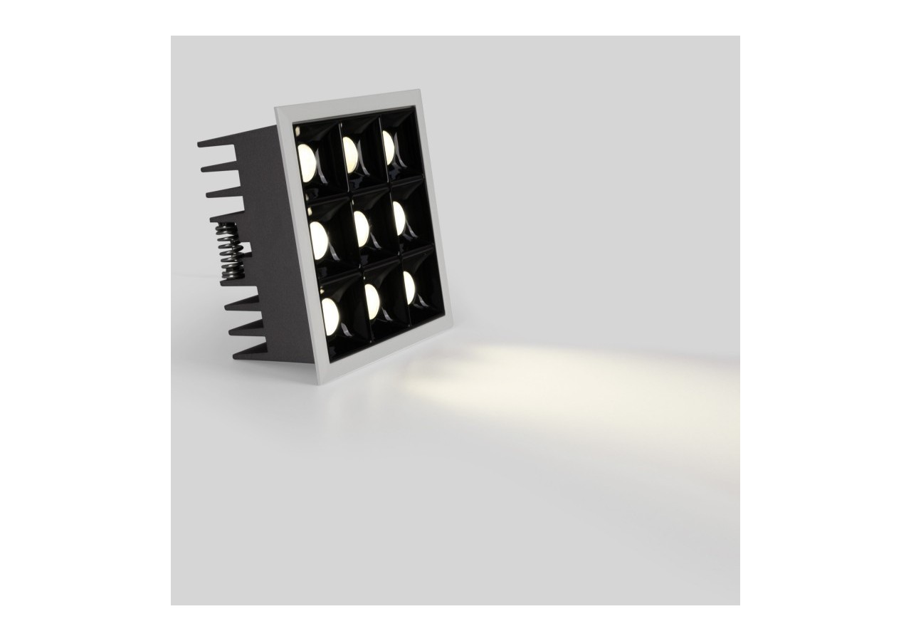 Spot LED encastrable carré 18W-9 lumières-UGR18-IRC90-Puce OSRAM-Blanc - B1217-18W-B-BN - Barcelona LED