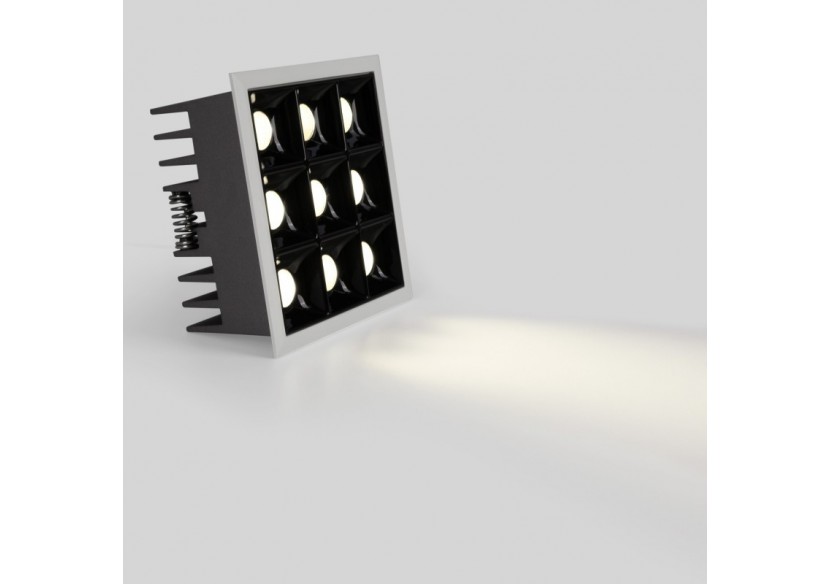 Spot LED encastrable carré 18W-9 lumières-UGR18-IRC90-Puce OSRAM-Blanc - B1217-18W-B-BN - Barcelona LED