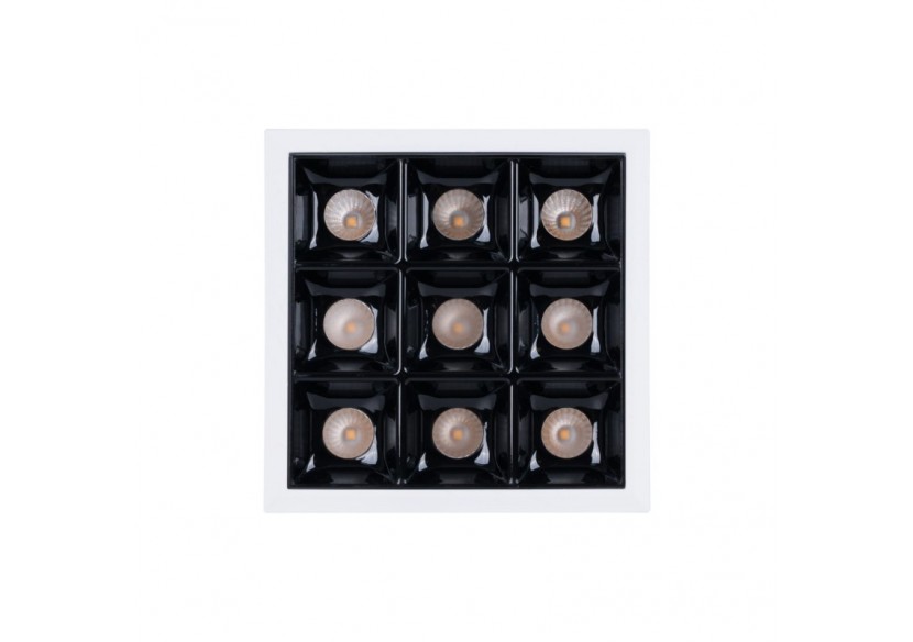 Spot LED encastrable carré 18W-9 lumières-UGR18-IRC90-Puce OSRAM-Blanc - B1217-18W-B-BN - Barcelona LED