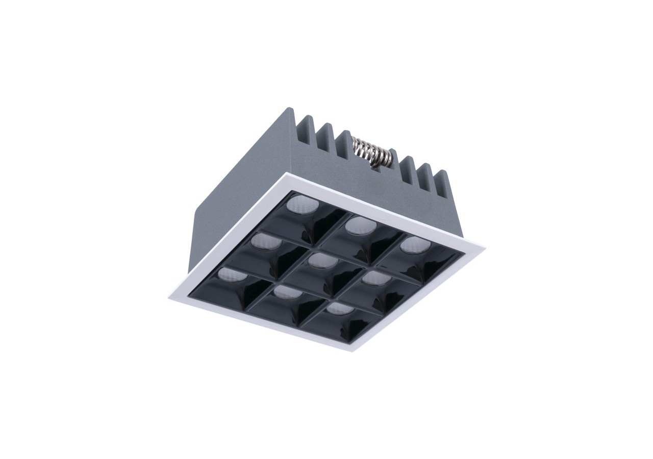 Spot LED encastrable carré 18W-9 lumières-UGR18-IRC90-Puce OSRAM-Blanc - B1217-18W-B-BN - Barcelona LED