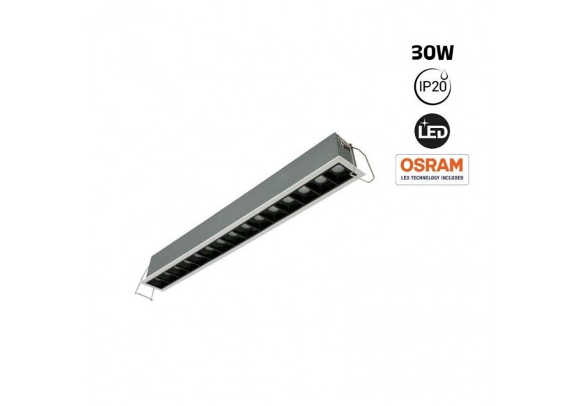 Spot linéaire LED encastré 30W-UGR18-IRC90-Puce OSRAM-4000K-Blanc - B1218-30W-B-BN - Barcelona LED