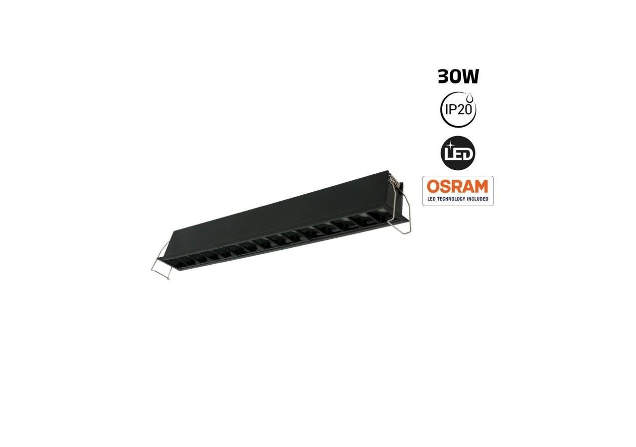 Spot linéaire LED encastré 30W-UGR18-IRC90-Puce OSRAM-4000K-Noir - B1218-30W-N-BN - Barcelona LED