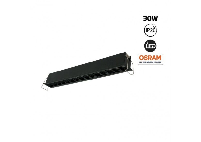 Spot linéaire LED encastré 30W-UGR18-IRC90-Puce OSRAM-4000K-Noir - B1218-30W-N-BN - Barcelona LED