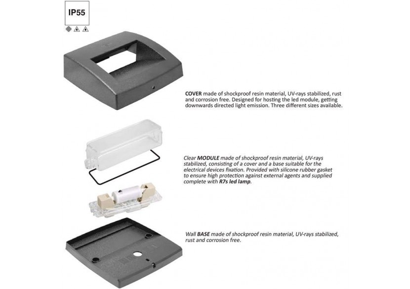 Balise murale LED CCT extérieure FUMAGALLI LORENZA 270 R7S 10,5W - AS3.000.000.WXP1K - Barcelona LED