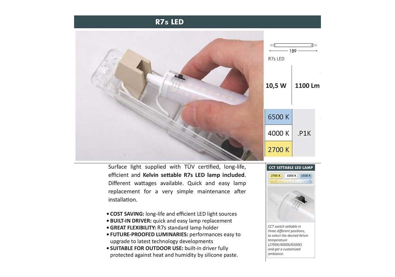 Balise murale LED CCT extérieure FUMAGALLI LORENZA 270 R7S 10,5W - AS3.000.000.WXP1K - Barcelona LED