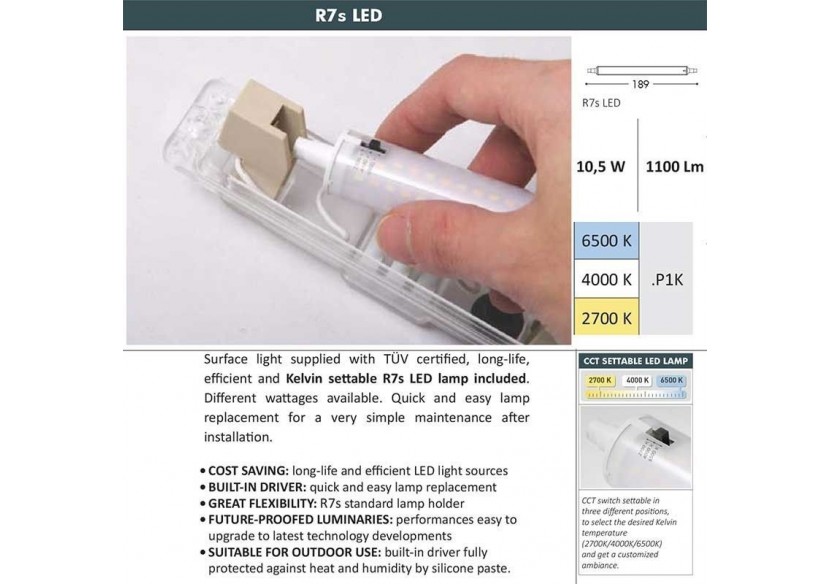 Balise murale LED CCT extérieure FUMAGALLI LORENZA 270 R7S 10,5W - AS3.000.000.WXP1K - Barcelona LED