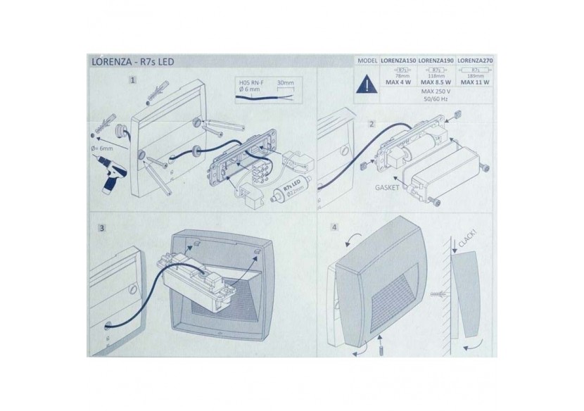 Balise murale LED CCT extérieure FUMAGALLI LORENZA 270 R7S 10,5W - AS3.000.000.WXP1K - Barcelona LED