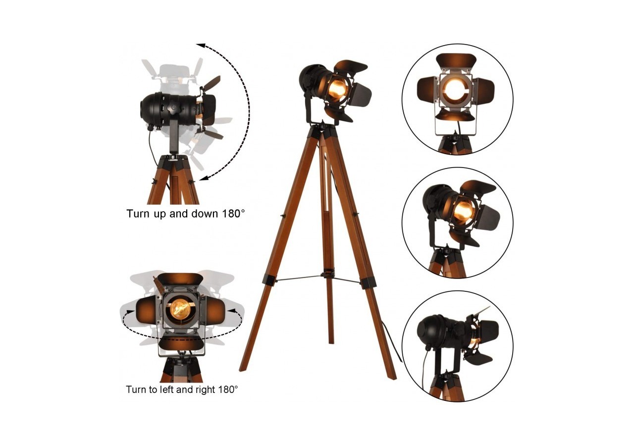 Lampadaire vintage avec trépied "CINEMA" 139cm - LV234 - Barcelona LED