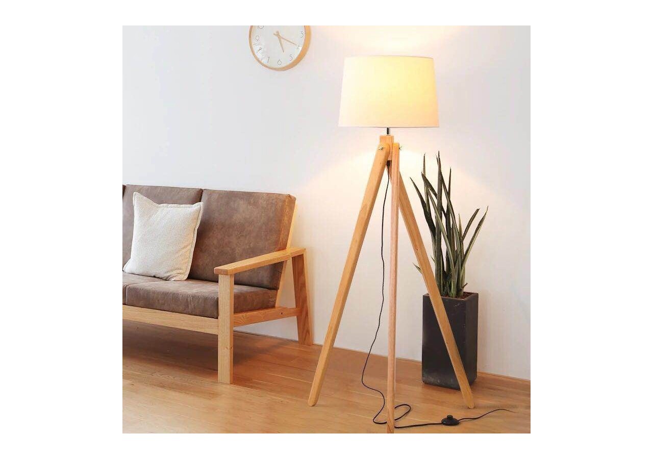 Lampadaire trépied en bois "Nashua" E27 - LM100 - Barcelona LED