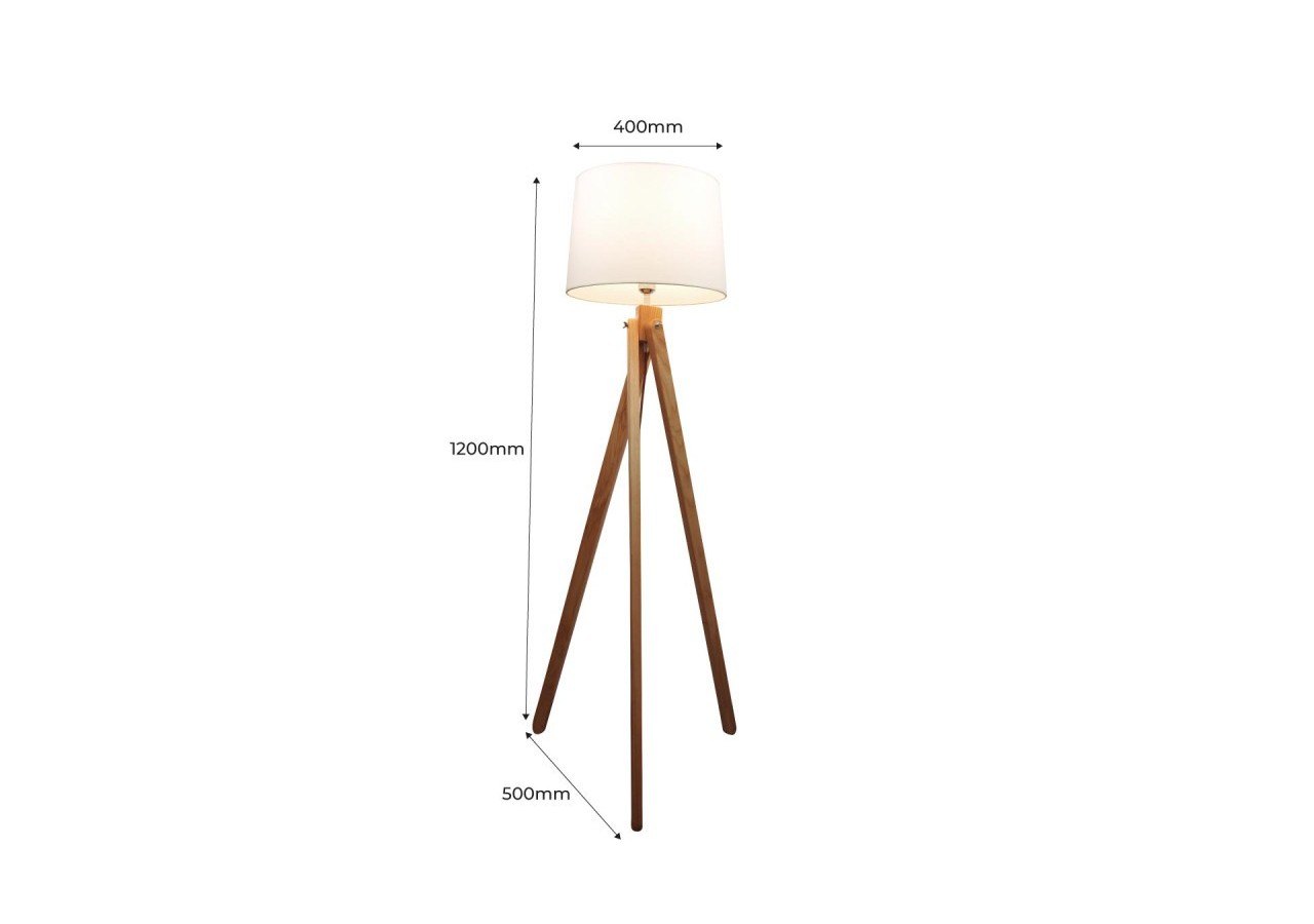 Lampadaire trépied en bois "Nashua" E27 - LM100 - Barcelona LED