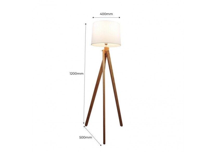 Lampadaire trépied en bois "Nashua" E27 - LM100 - Barcelona LED