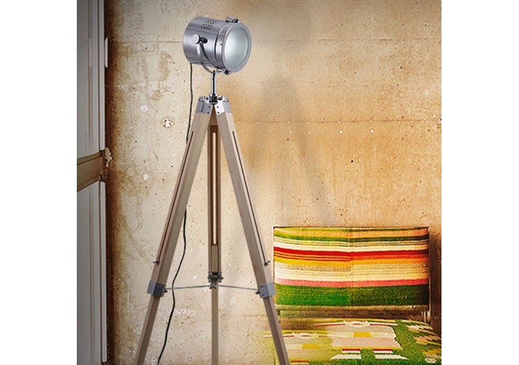 Lampe sur pied chromé cinema avec trépied "Bogart" XL 120cm - LV240-CR-120CM - Barcelona LED 2