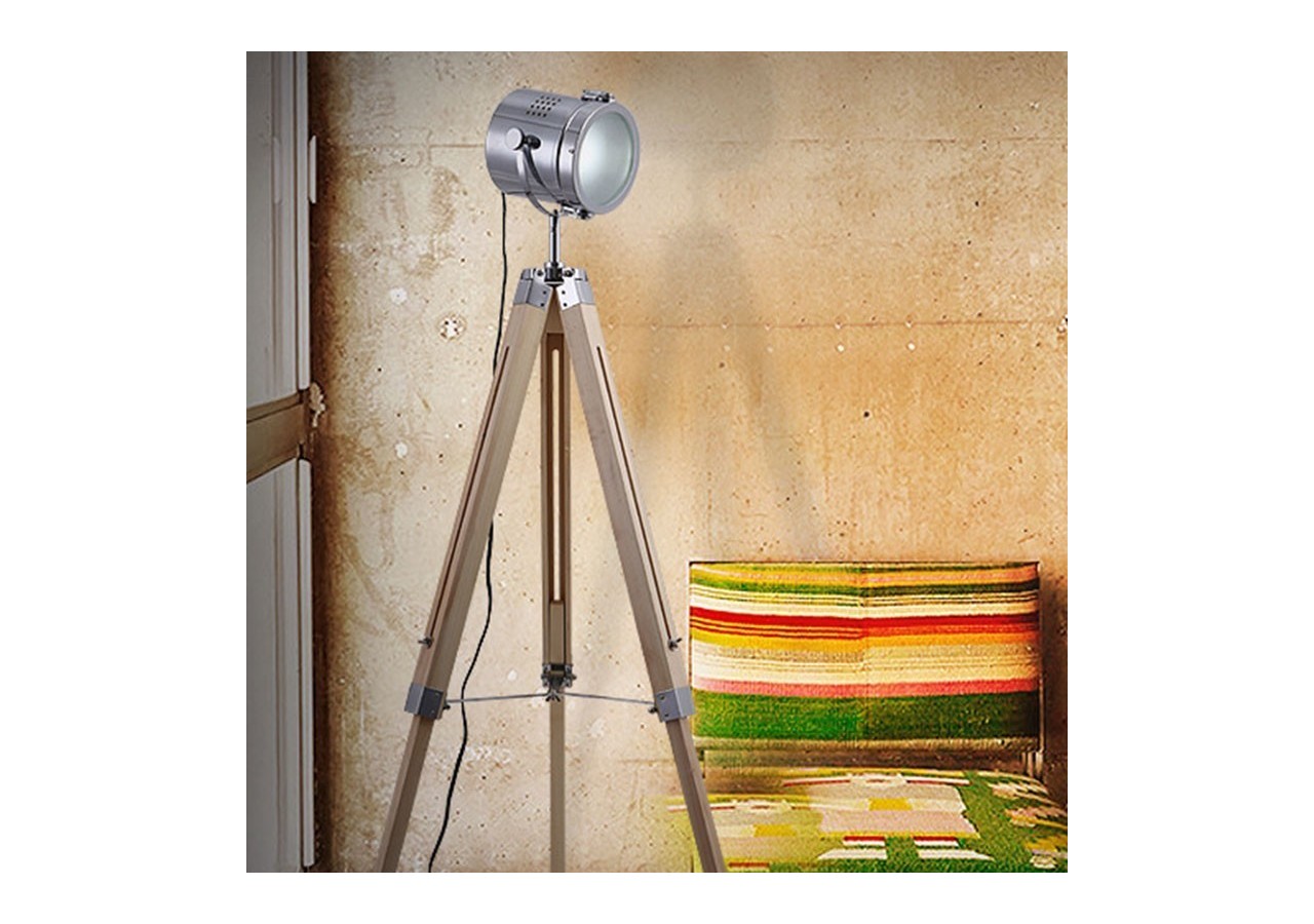 Lampe sur pied chromé cinema avec trépied "Bogart" XL 120cm - LV240-CR-120CM - Barcelona LED