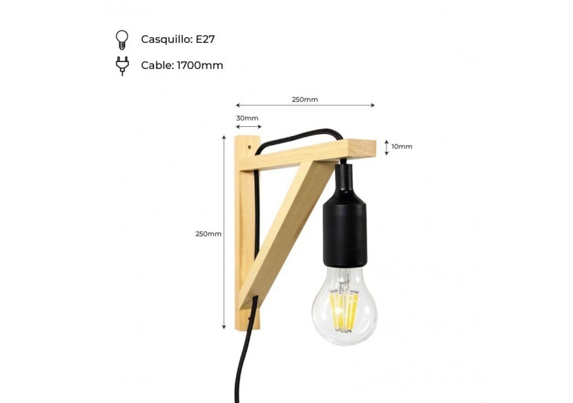 Applique scandinave murale "YOJO"-Cadre en bois et suspension en silicone - LN123-N - Barcelona LED